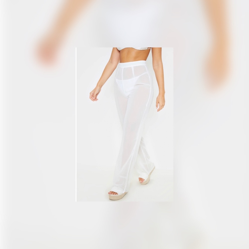 Pretty Little Thing White Sheer Beach Pants - BRAND NEW WITH TAGS